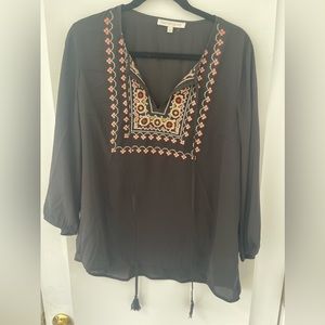 Daniel Rainn black printed top, L